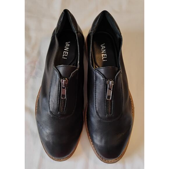 VAN ELi Black Leather Zip Up Loafers Women's Size 7w - Picture 4 of 11